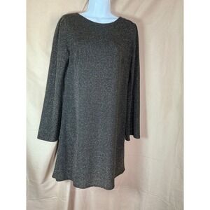 Lee Lee's Forest NYC Shift Dress Womens S Black Gold Metallic Excellent Sparkle